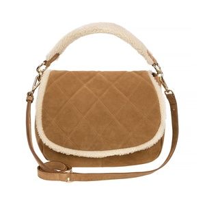 Quilted Suede Crossbody with Shearling Trim - Handmade by Claudia Firenze